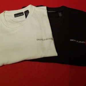 Lot of 2 Mens XL DKNY fitted shirts Black/White